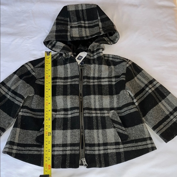 GAP Black and Gray Hooded Cape with A-line Silhouette - Picture 2 of 11